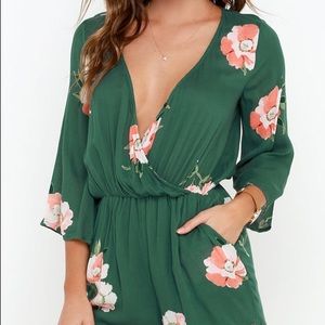 O'Neill Indica Green Floral Print Romper L